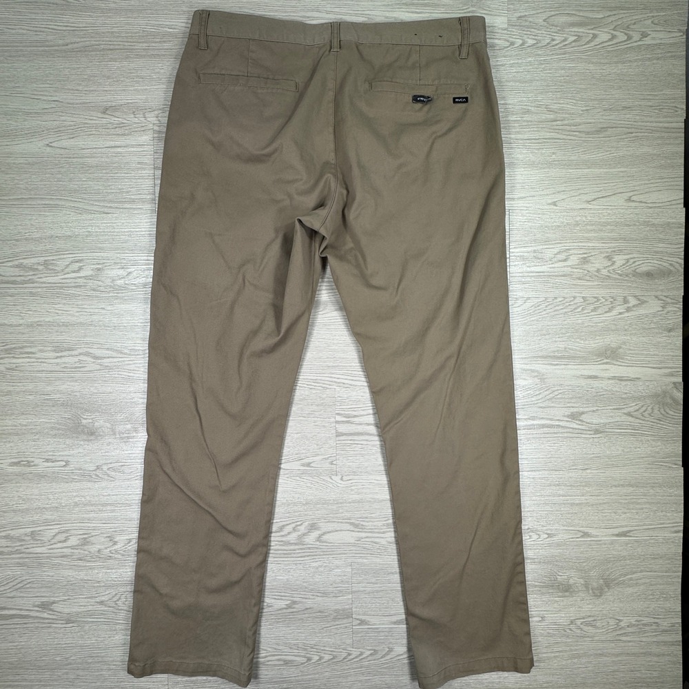 RVCA Men's Chino Pants Week-End Stretch Khaki Tan 38 Straight Leg Casual - Picture 2 of 10